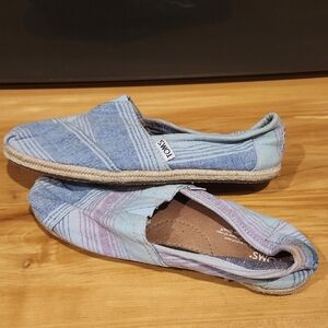TOMS Light Blue and Purple Espadrille Slip-Ons
